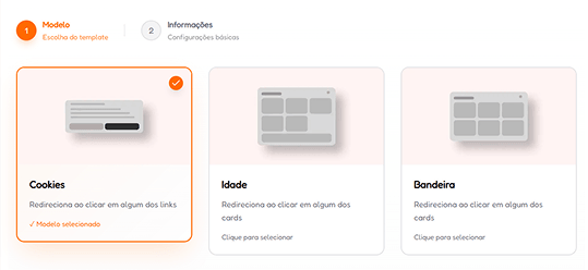Passo 2: Selecione o modelo da presell
